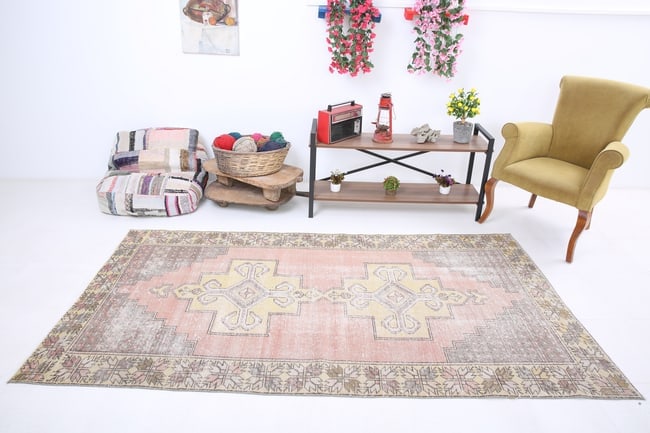 4'2'' x 8'3'' Unique Handmade Vintage Rug - 2495 - 2