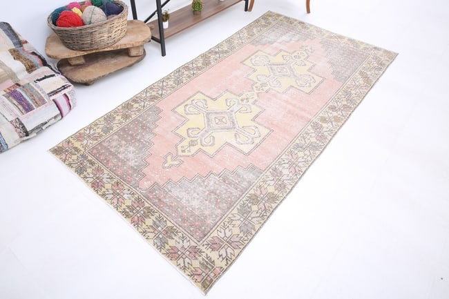 4'2'' x 8'3'' Unique Handmade Vintage Rug - 2495 - 4