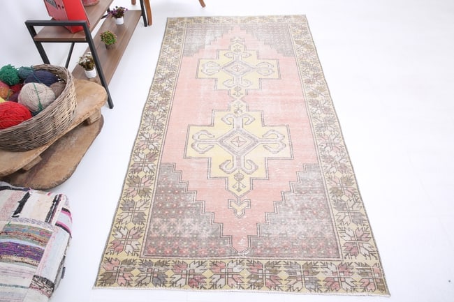 4'2'' x 8'3'' Unique Handmade Vintage Rug - 2495 - 5