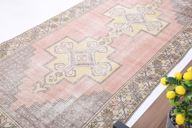 4'2'' x 8'3'' Unique Handmade Vintage Rug - 2495 - 7
