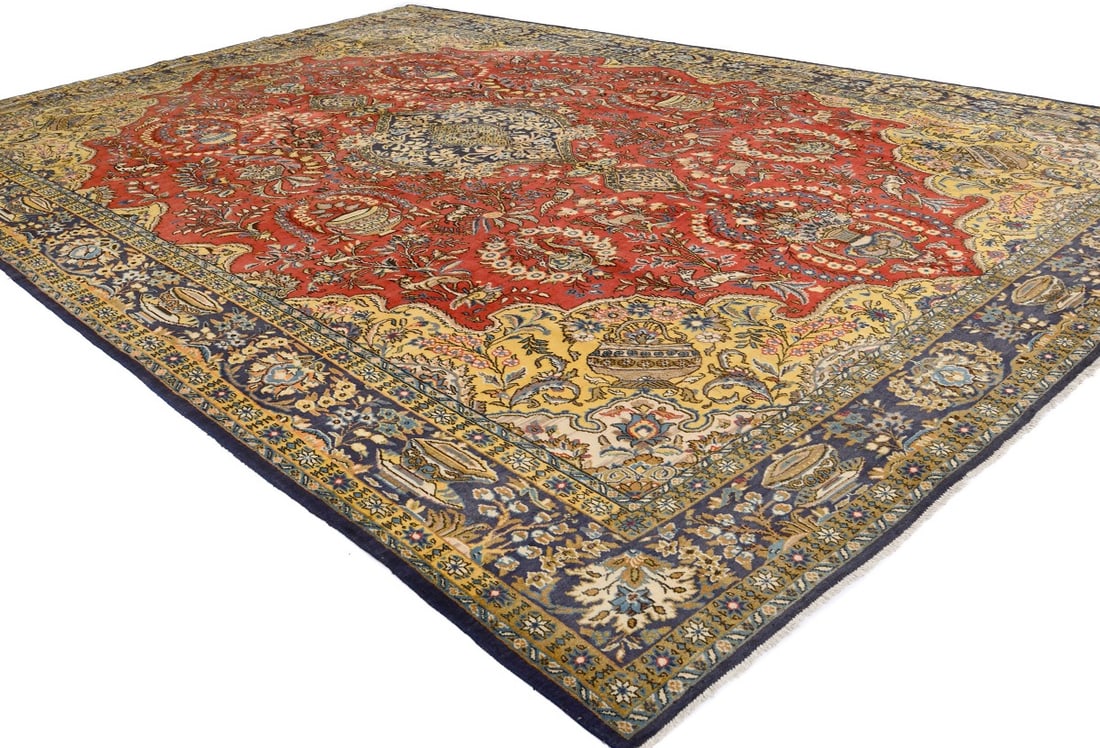 Vintage Classic Pictorial 10X14 Shahreza Persian Rug - 5