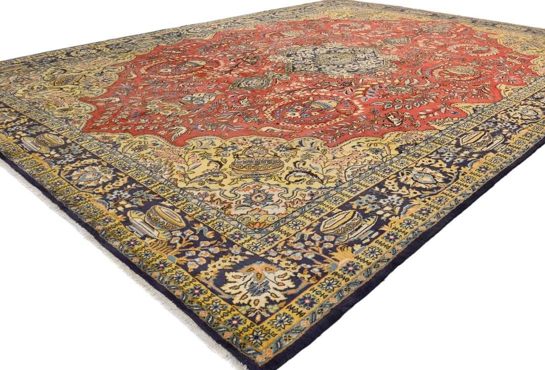 Vintage Classic Pictorial 10X14 Shahreza Persian Rug - 6