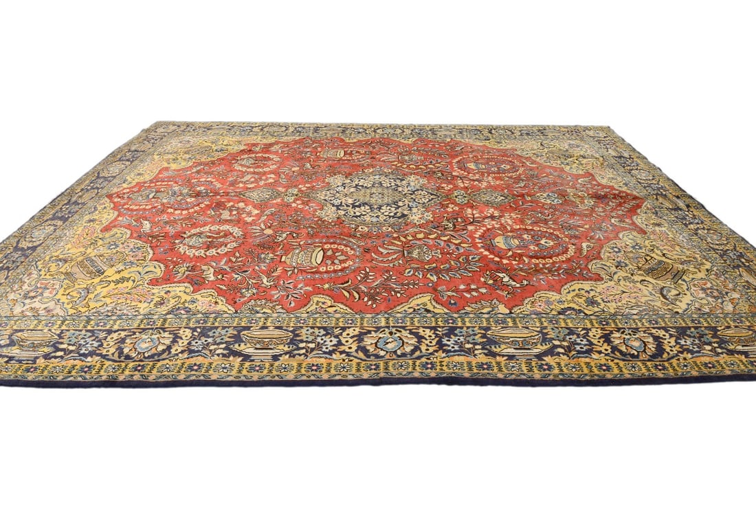 Vintage Classic Pictorial 10X14 Shahreza Persian Rug - 7