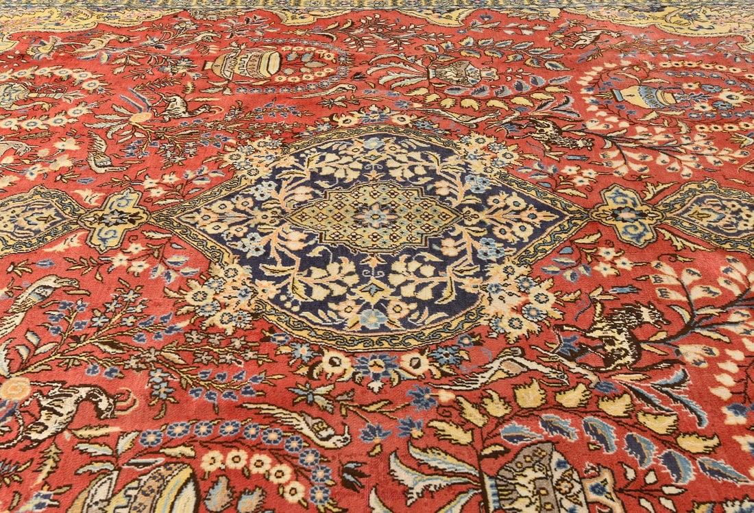 Vintage Classic Pictorial 10X14 Shahreza Persian Rug - 8