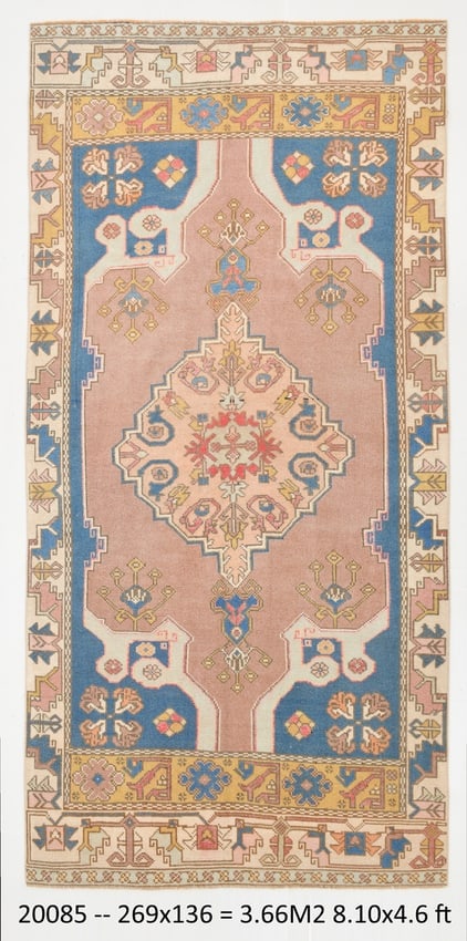 4'5'' x 8'9'' Handmade Vintage Wool Rug - 20085 (1 of 20)