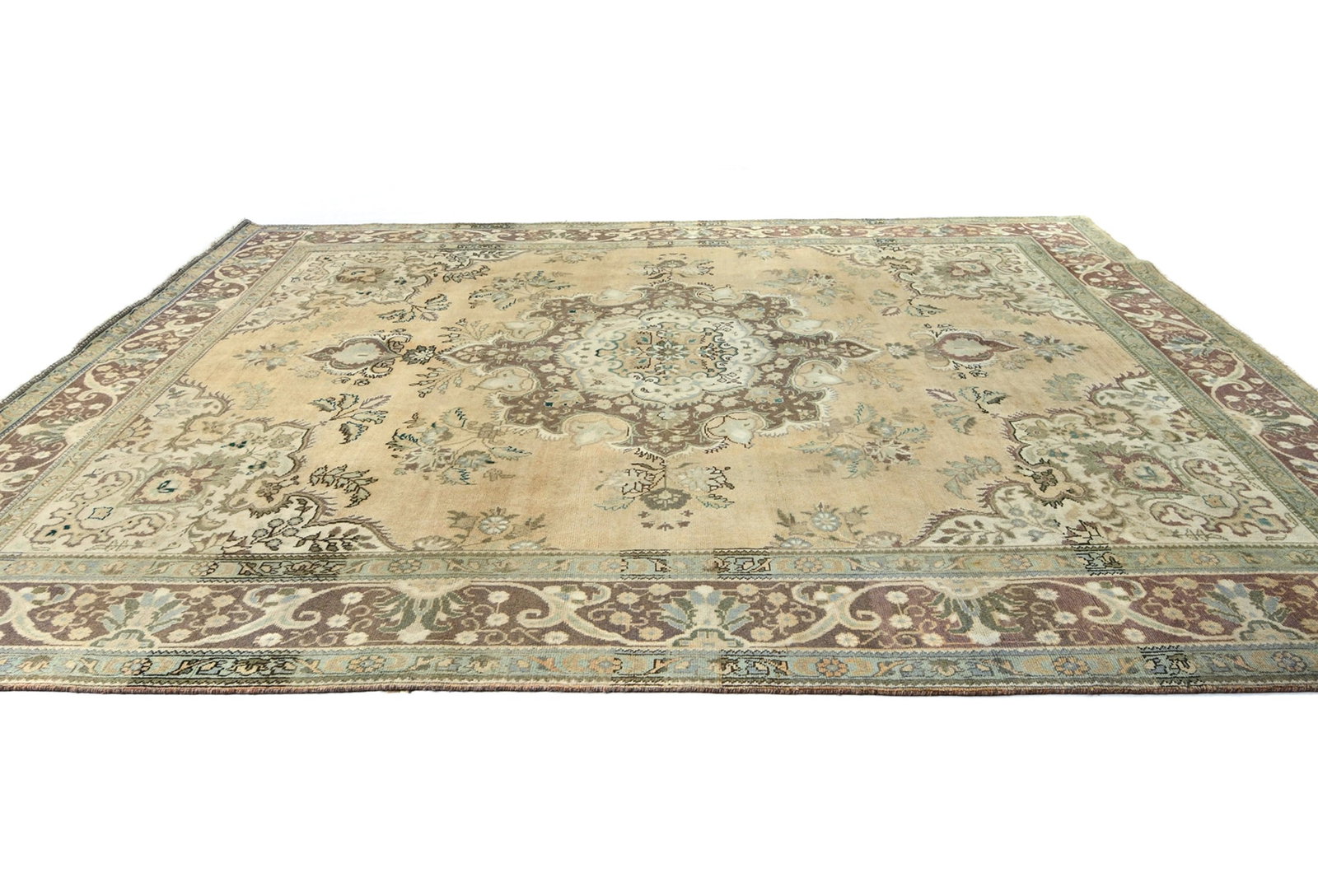Semi Antique Muted Floral 9'9X12'5 Distressed Vintage Oriental Rug - 5