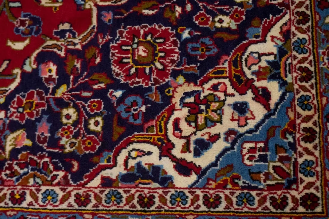 Vintage Red Traditional 9'7X13'6 Kashan Persian Rug - 10