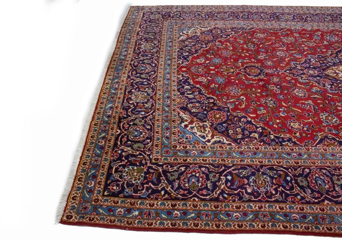 Vintage Red Traditional 9'7X13'6 Kashan Persian Rug - 12