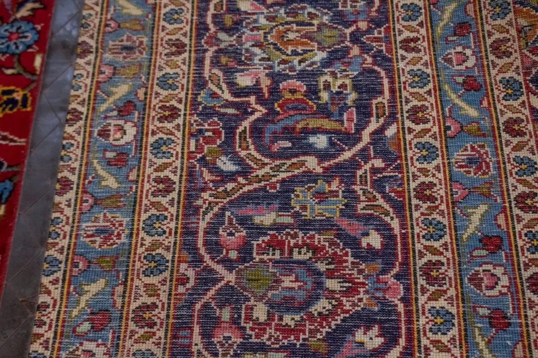 Vintage Red Traditional 9'7X13'6 Kashan Persian Rug - 17