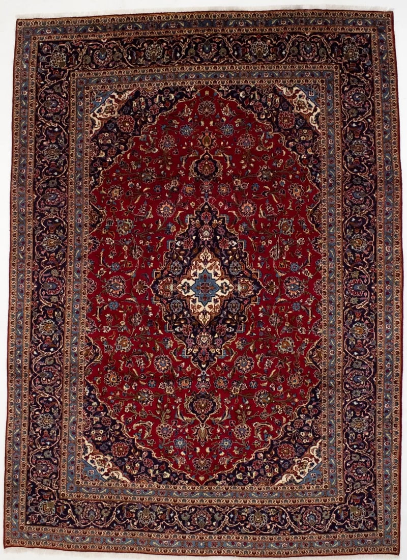 Vintage Red Traditional 9'7X13'6 Kashan Persian Rug (1 of 18)