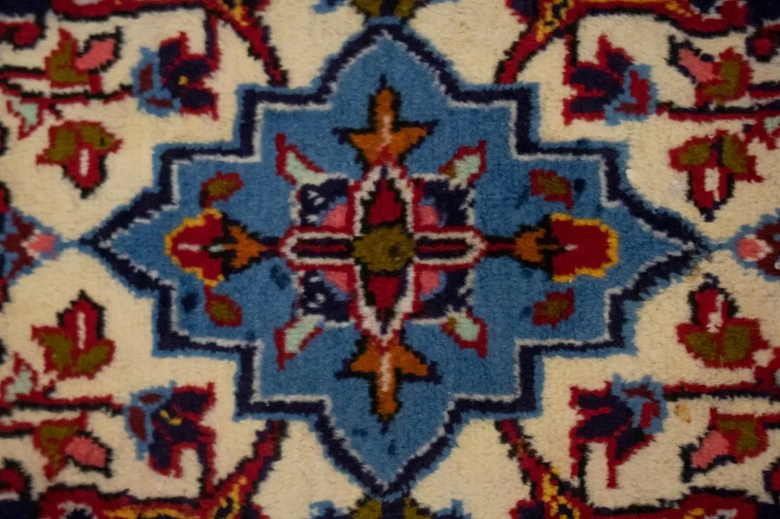 Vintage Red Traditional 9'7X13'6 Kashan Persian Rug - 7