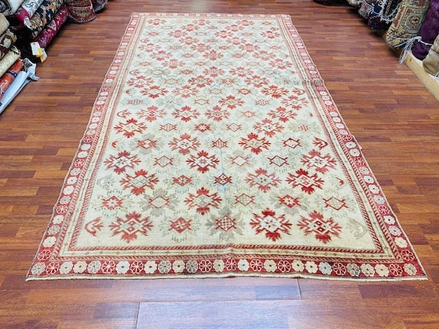 Antique all over Ushak rug-4040: Title:Antique all over Ushak rug-4040 Description:Beautiful antique Ushak rug, from west of Turkey, size 5 ft. 9 inches by 10 ft. 5 inches, circa 1930, excellent condition with a good pile