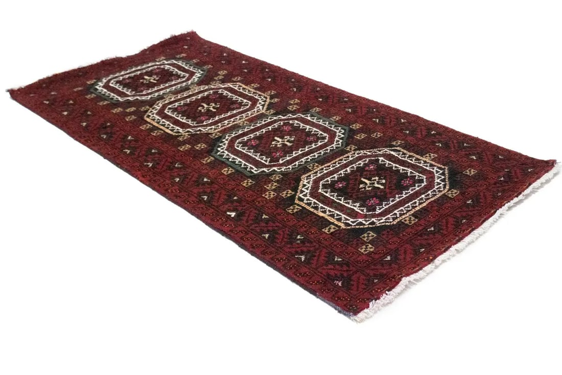 Vintage Red Tribal 3X6 Balouch Persian Rug - 10