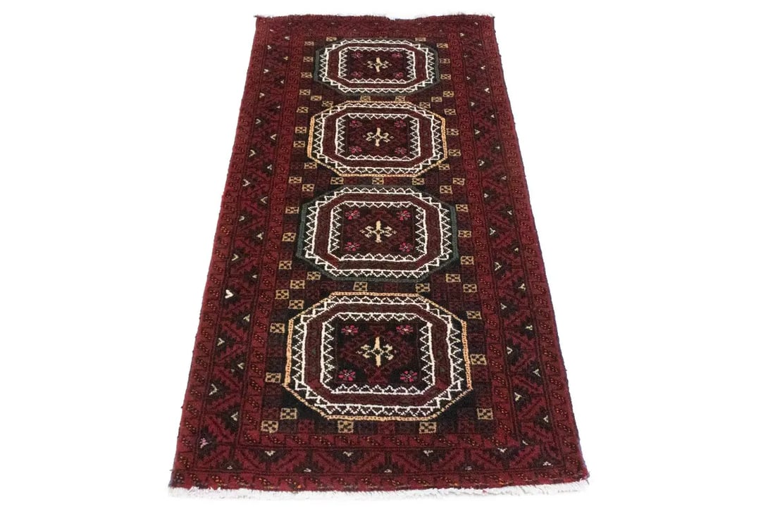 Vintage Red Tribal 3X6 Balouch Persian Rug - 11