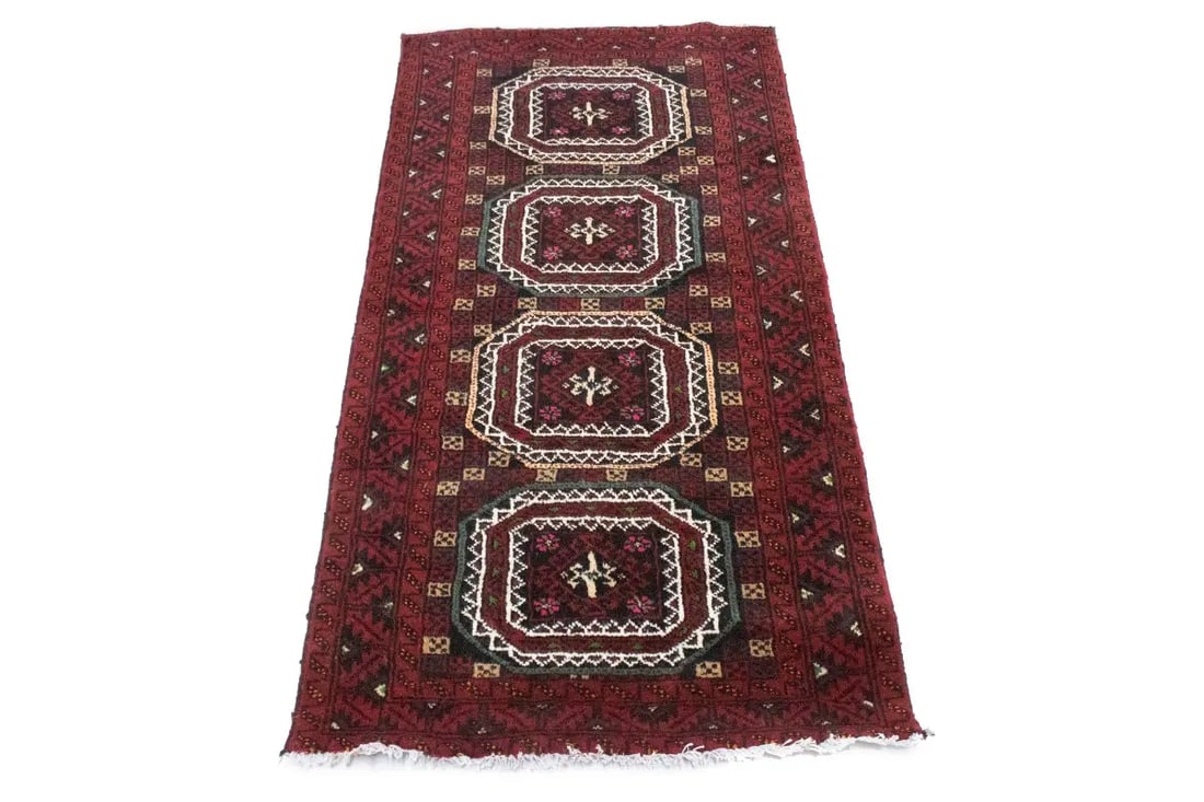 Vintage Red Tribal 3X6 Balouch Persian Rug - 3