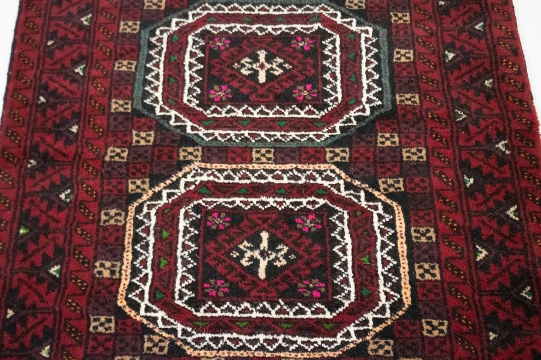 Vintage Red Tribal 3X6 Balouch Persian Rug - 4