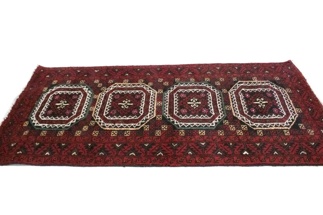 Vintage Red Tribal 3X6 Balouch Persian Rug - 5