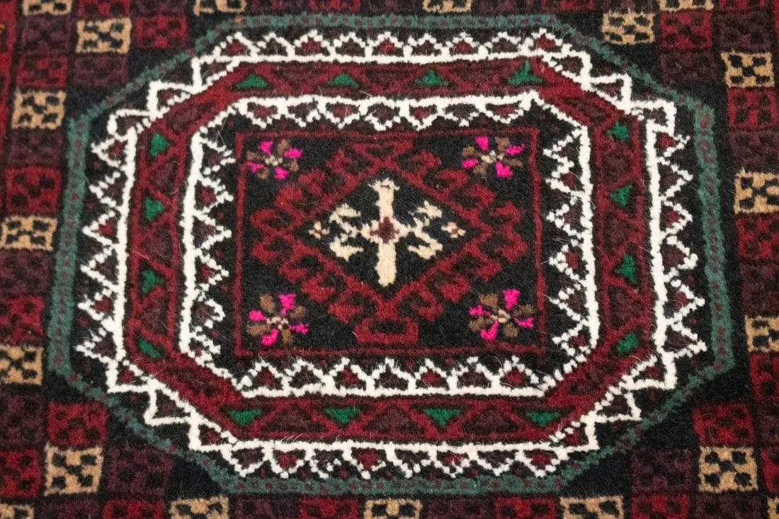 Vintage Red Tribal 3X6 Balouch Persian Rug - 6