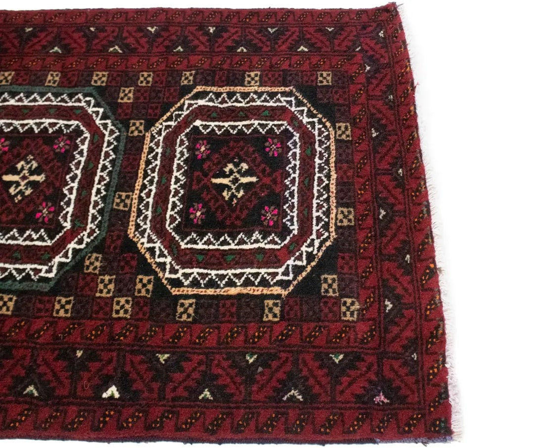 Vintage Red Tribal 3X6 Balouch Persian Rug - 9