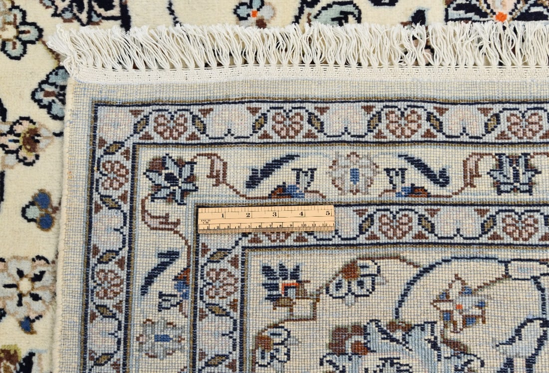 Vintage Cream Traditional 9X13 Kashan Persian Rug - 18