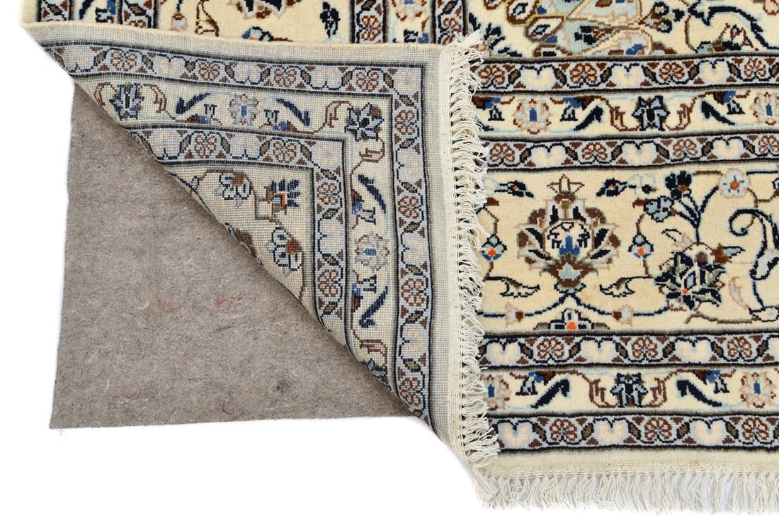 Vintage Cream Traditional 9X13 Kashan Persian Rug - 19