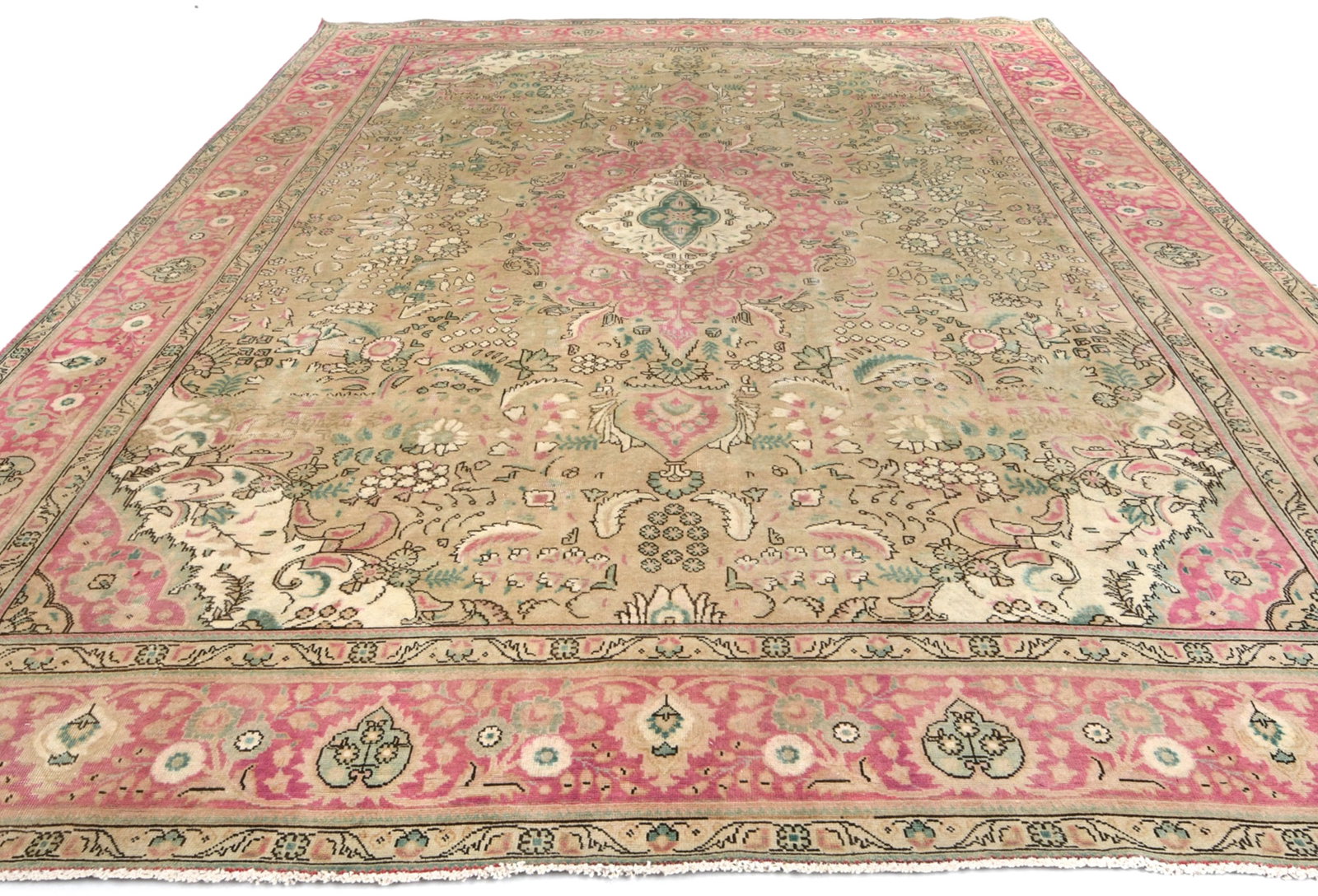 Semi Antique Muted Floral 10X13 Distressed Vintage Oriental Rug - 3