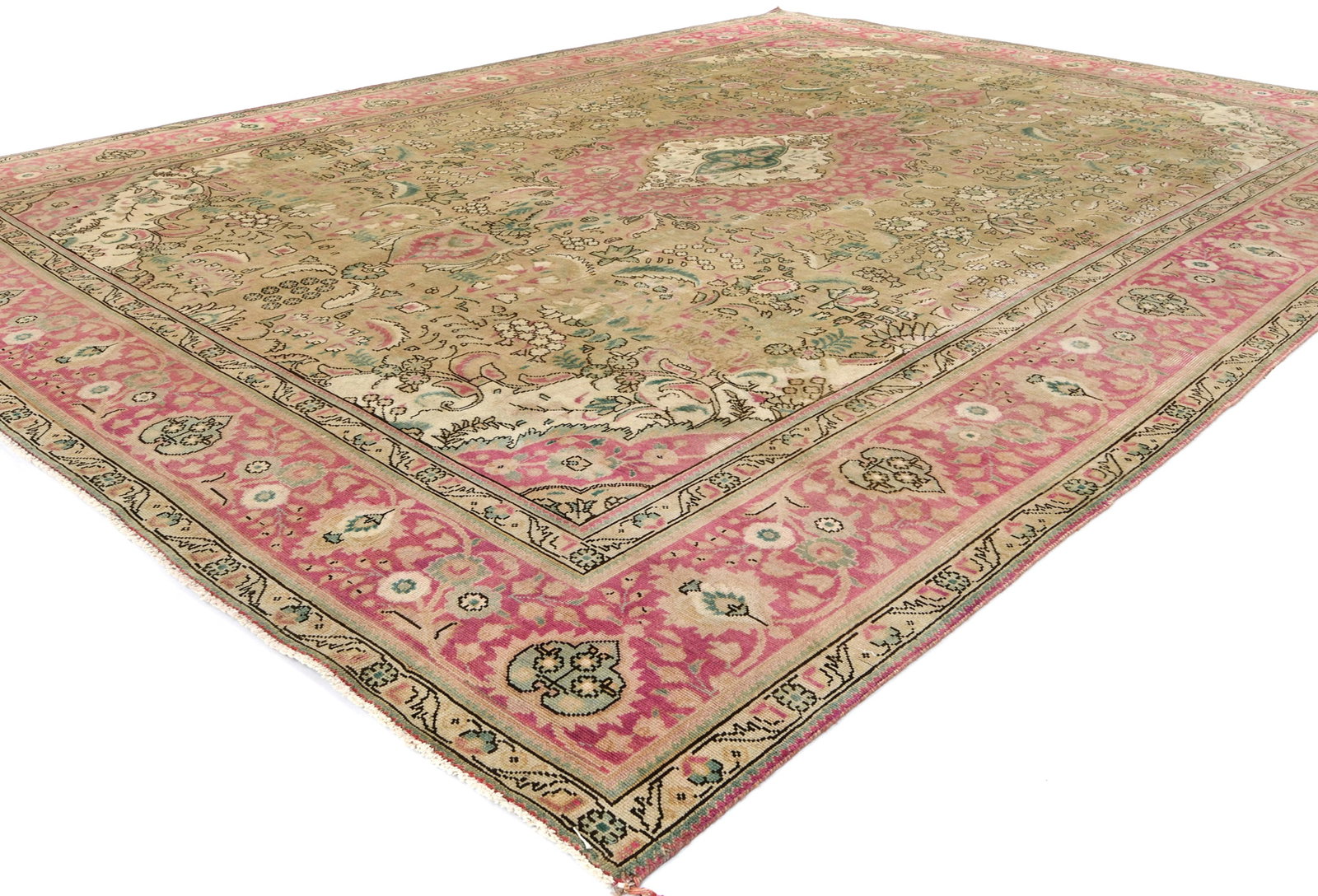 Semi Antique Muted Floral 10X13 Distressed Vintage Oriental Rug - 4