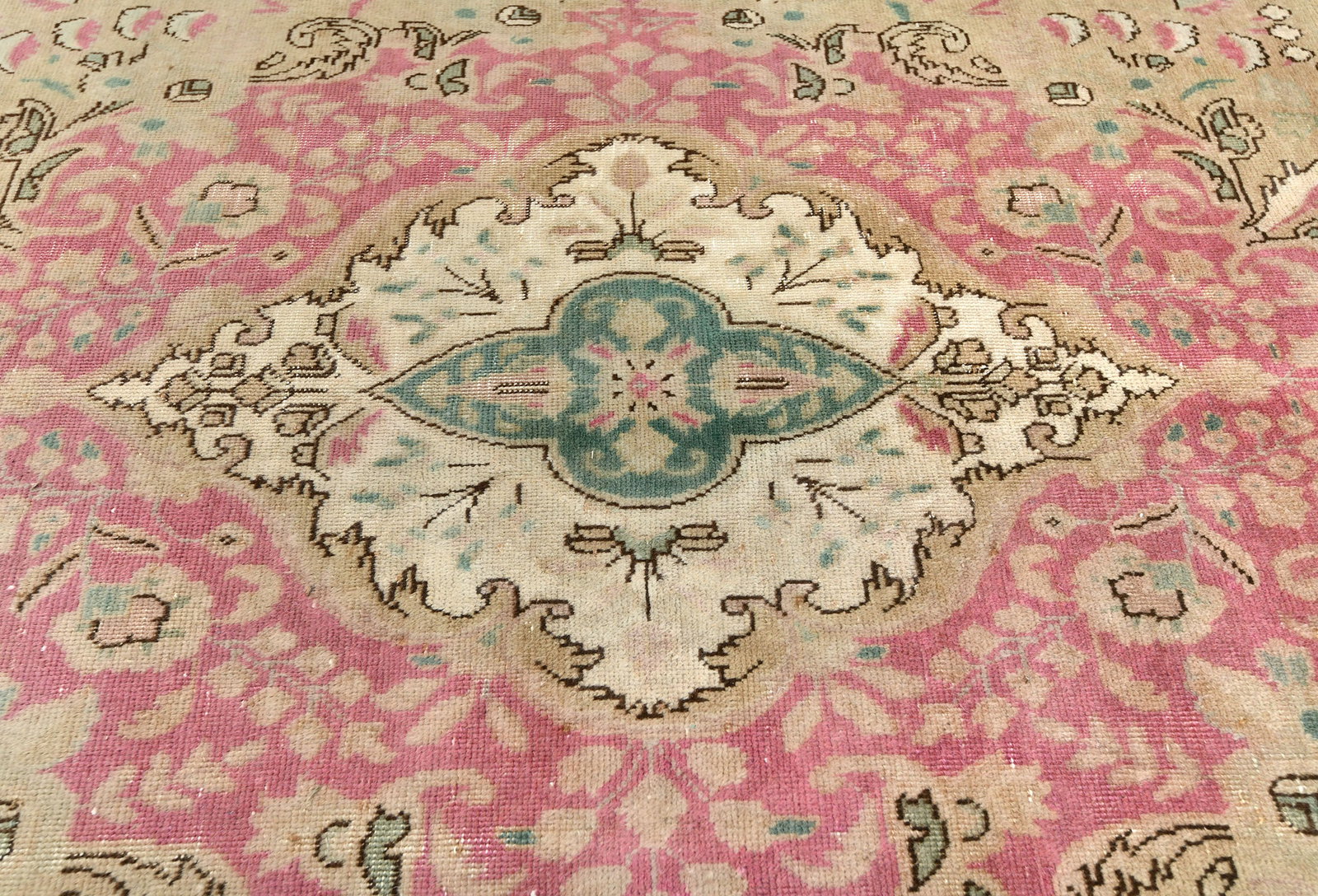 Semi Antique Muted Floral 10X13 Distressed Vintage Oriental Rug - 6