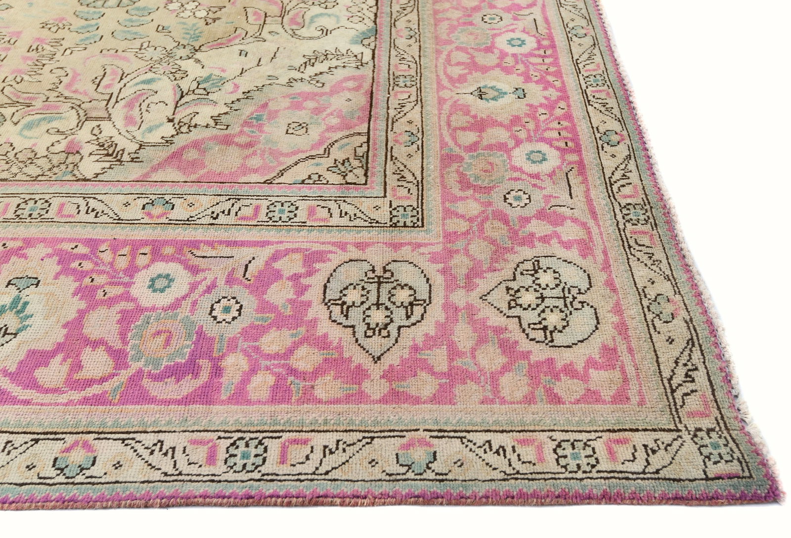 Semi Antique Muted Floral 10X13 Distressed Vintage Oriental Rug - 9