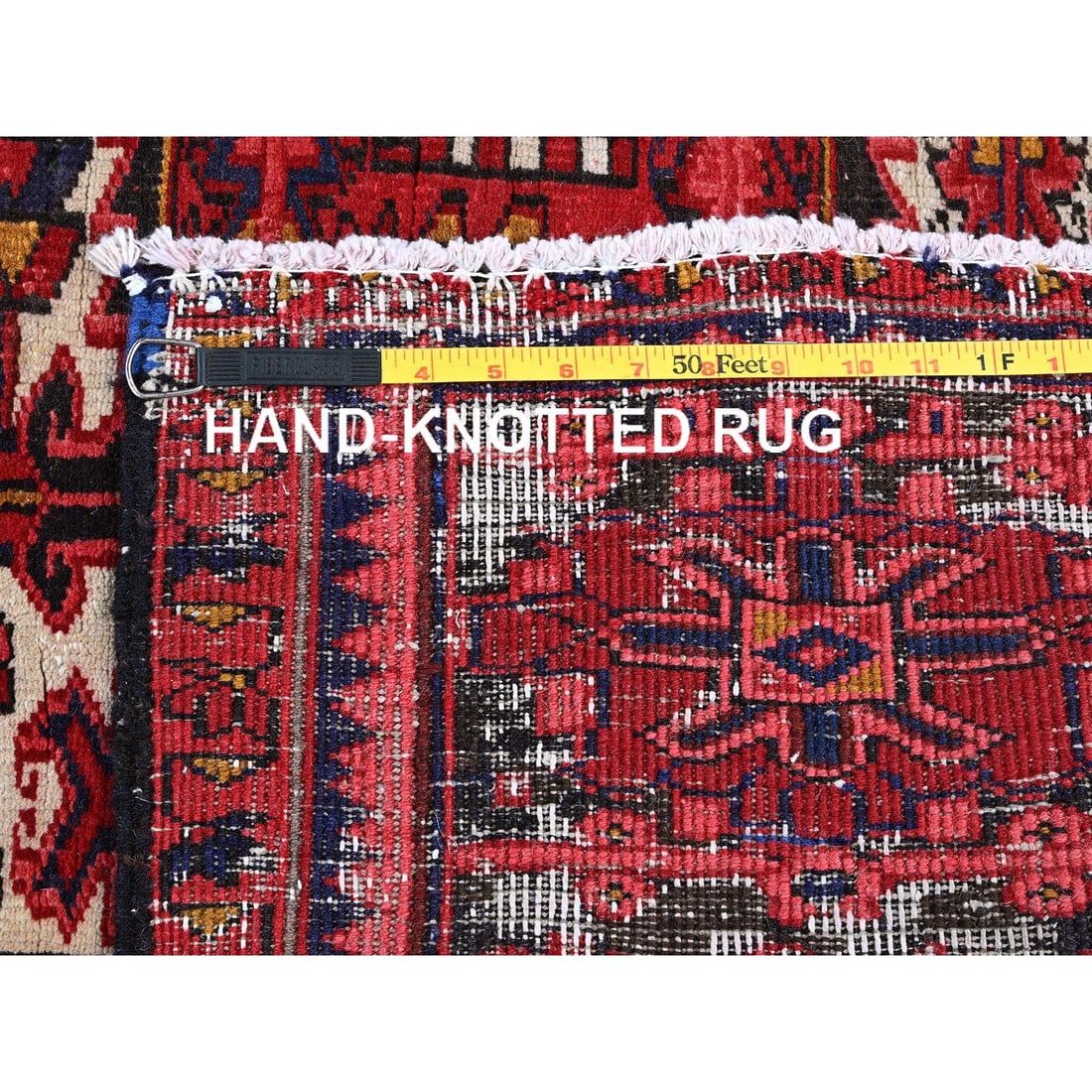 Auburn Red Vintage Persian Heriz Hand Knotted Wool Clean Oriental Rug - 11