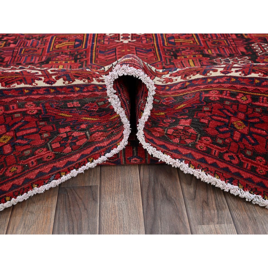 Auburn Red Vintage Persian Heriz Hand Knotted Wool Clean Oriental Rug - 5