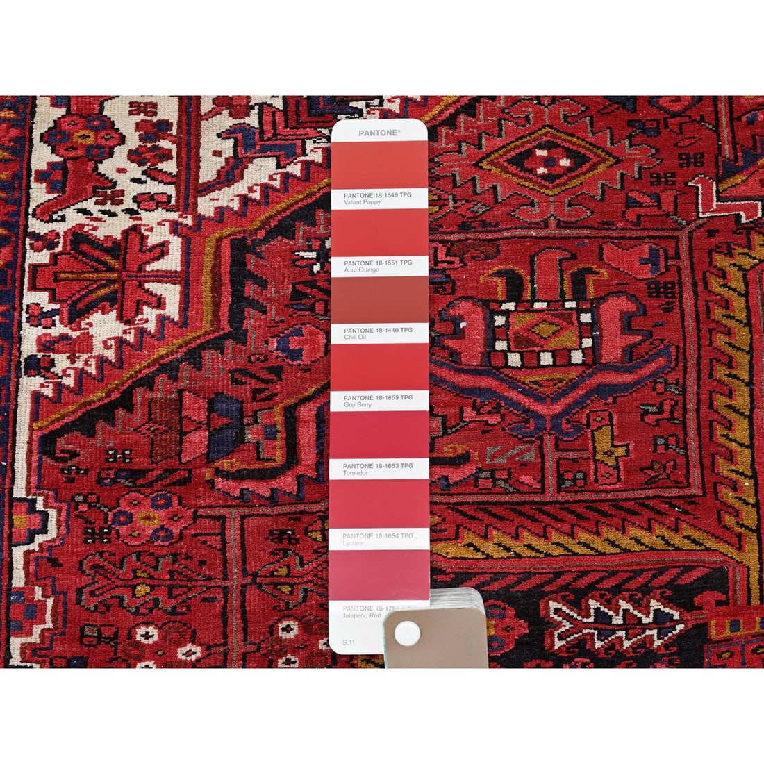 Auburn Red Vintage Persian Heriz Hand Knotted Wool Clean Oriental Rug - 7