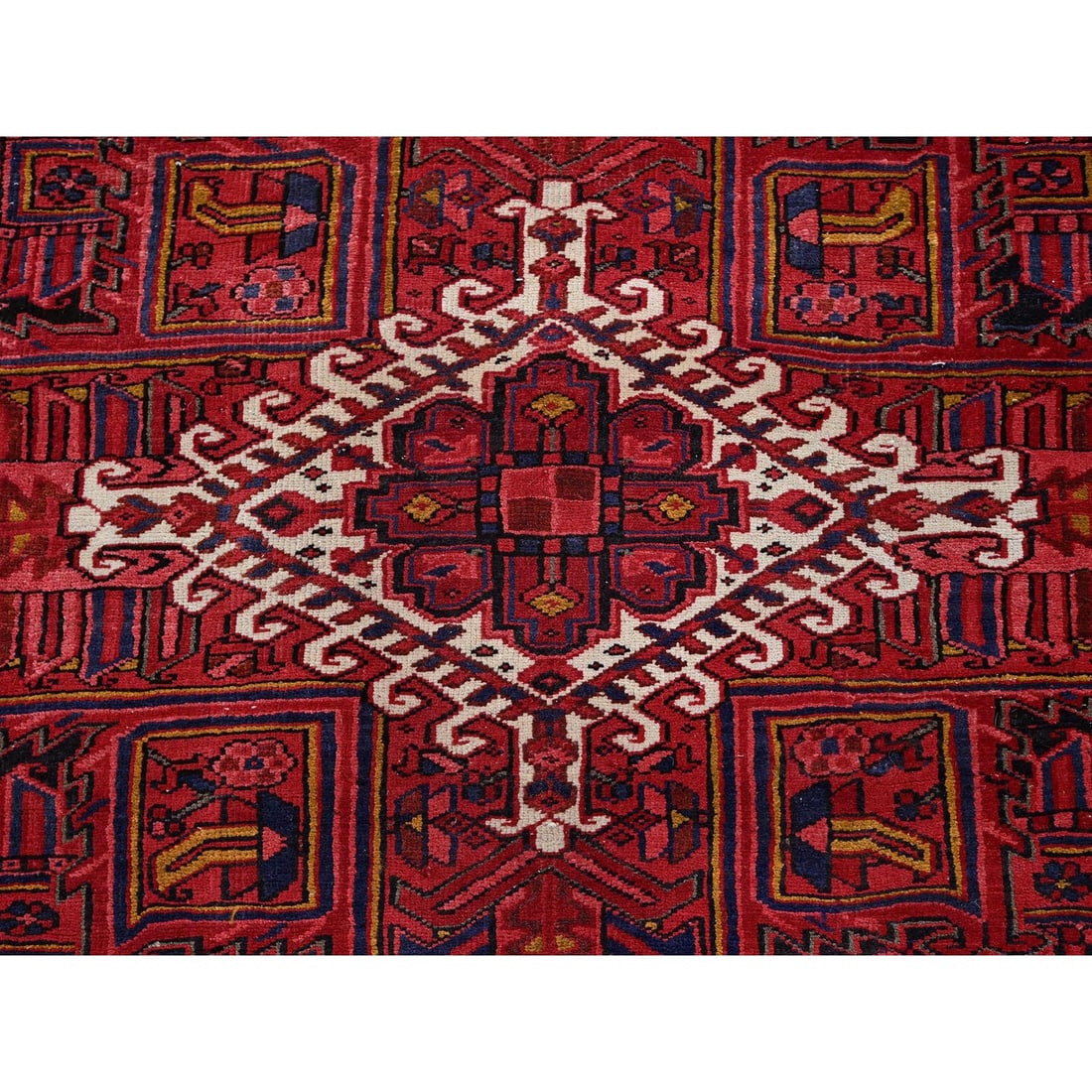 Auburn Red Vintage Persian Heriz Hand Knotted Wool Clean Oriental Rug - 8