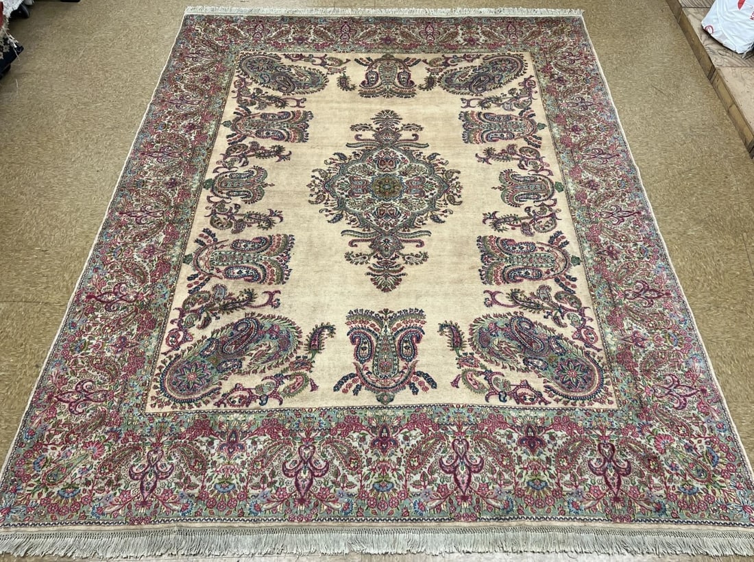 Persian Kerman Hand Knotted Semi-Antique Oriental Rug 9'9" x 12'3" - 2
