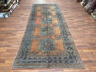 Antique Turkish Ushak Rug-2472: Title:Antique Turkish Ushak Rug-2472 Description:Beautiful antique Turkish Ushak rug, from west of Turkey, size 4 ft. 6 inches by 11 ft, circa 1930, excellent on red-rose field, excellent condition
