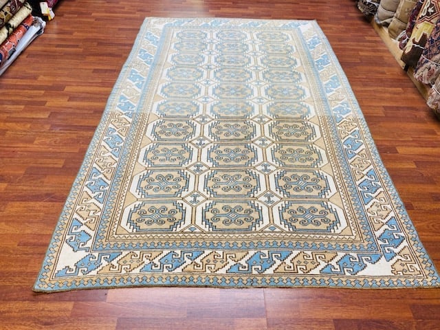 Vintage Turkish Kazak Design Rug-4617 /29: Title:Vintage Turkish Kazak Design Rug-4617 /29 Description:A Vintage Turlish Geometric Kazak design rug from central Turkey, size 6 ft by 9 ft. 5 inches , circca 1950, excellent condition with a