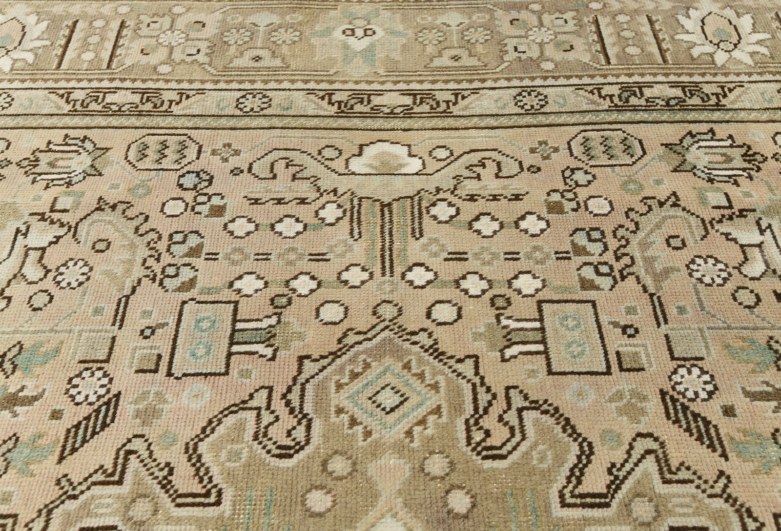 Semi Antique Muted Floral 8X11 Distressed Vintage Oriental Rug - 8