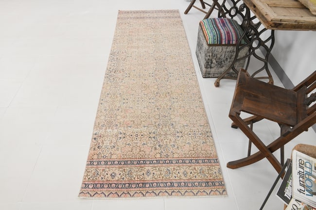 2'9'' x 9'3'' Handmade Vintage Wool Rug - 20035 - 5
