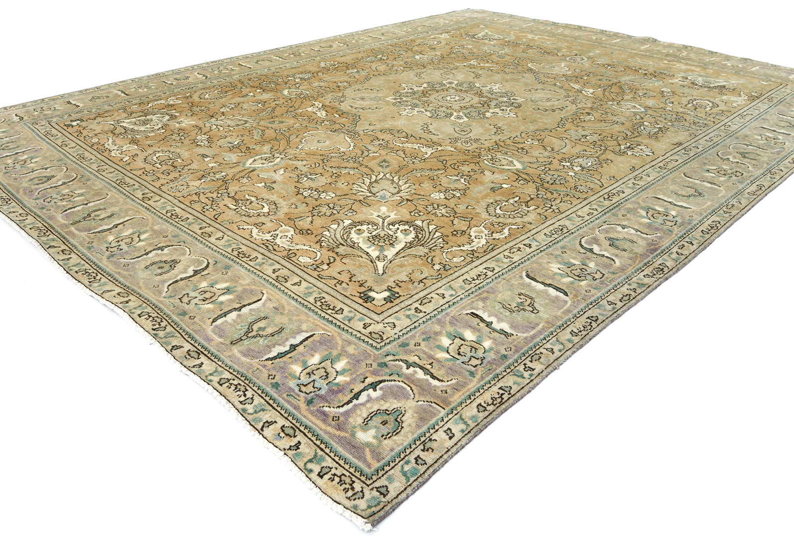 Semi Antique Muted Floral 9'7X12'5 Distressed Vintage Oriental Rug - 4