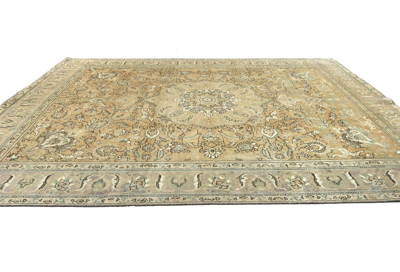 Semi Antique Muted Floral 9'7X12'5 Distressed Vintage Oriental Rug - 5
