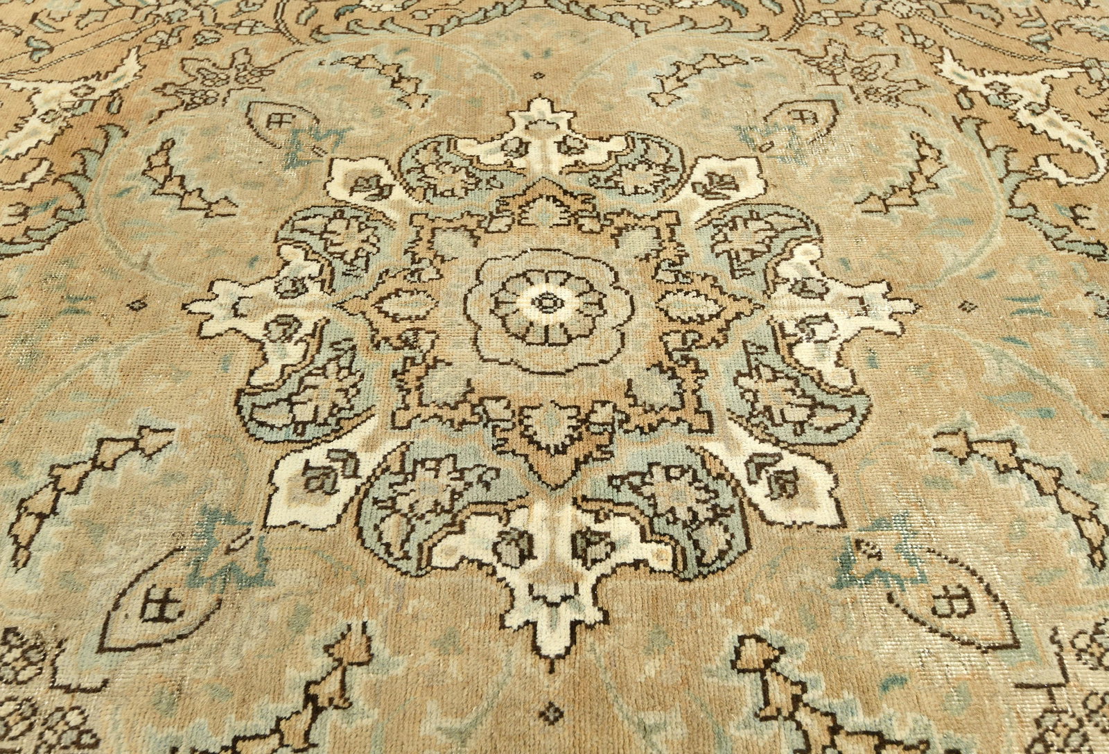 Semi Antique Muted Floral 9'7X12'5 Distressed Vintage Oriental Rug - 6