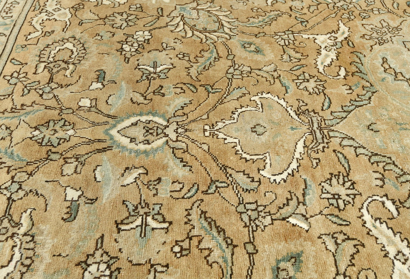Semi Antique Muted Floral 9'7X12'5 Distressed Vintage Oriental Rug - 7