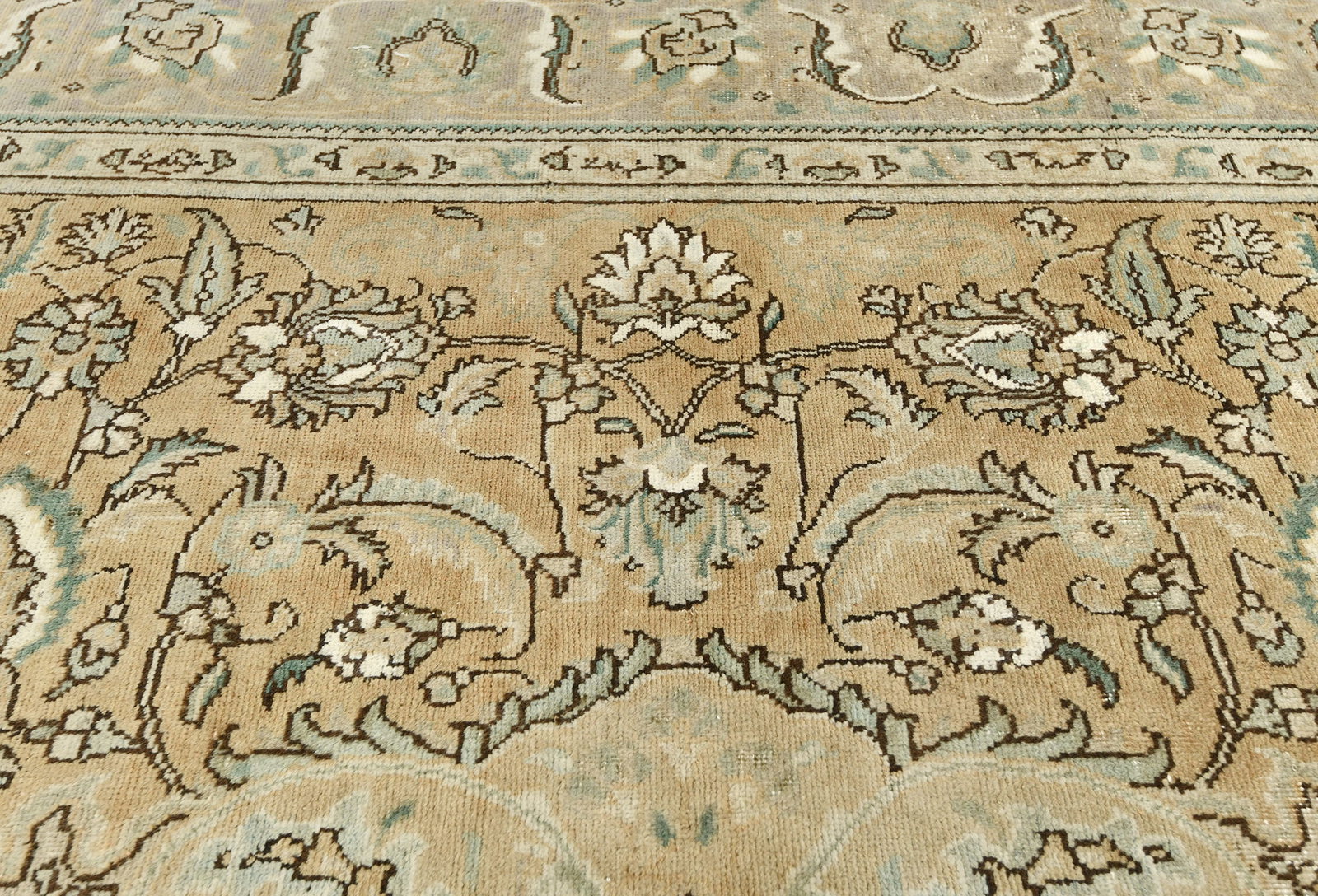Semi Antique Muted Floral 9'7X12'5 Distressed Vintage Oriental Rug - 8