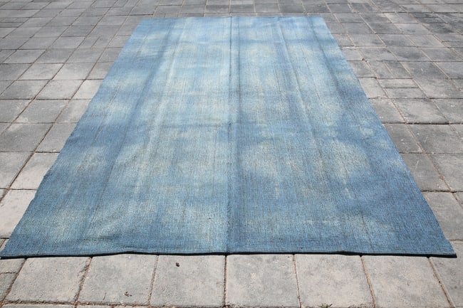 6'9'' x 9'10'' Handmade Vintage Wool Patchwork Rug - 410 - 5