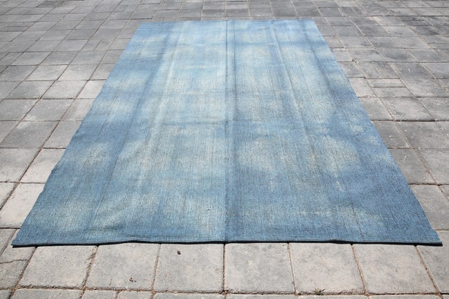 6'9'' x 9'10'' Handmade Vintage Wool Patchwork Rug - 410 - 6