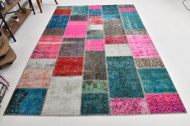 7'0'' x 10'0'' Handmade Vintage Wool Patchwork Rug - 406 - 5