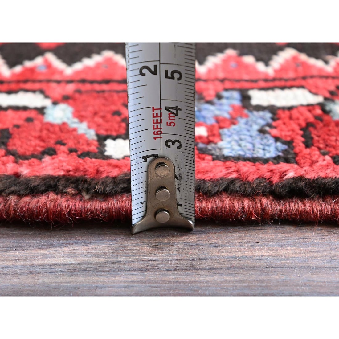 Scarlet Red Vintage Persian Heriz Hand Knotted 100% Wool Oriental Rug - 10