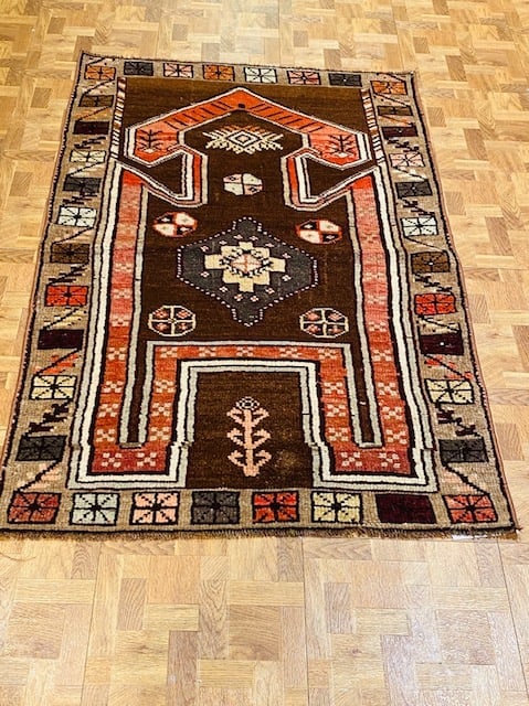 Antique Turkish Village Kazak Rug-4810: Title:Antique Turkish Village Kazak Rug-4810 Description:Antique Turkish Kazak rug, from central Turkey, size 2 ft. 8 inches by 4ft. 2 inches, circa 1930, excellent condition Materials:wool Reserve:
