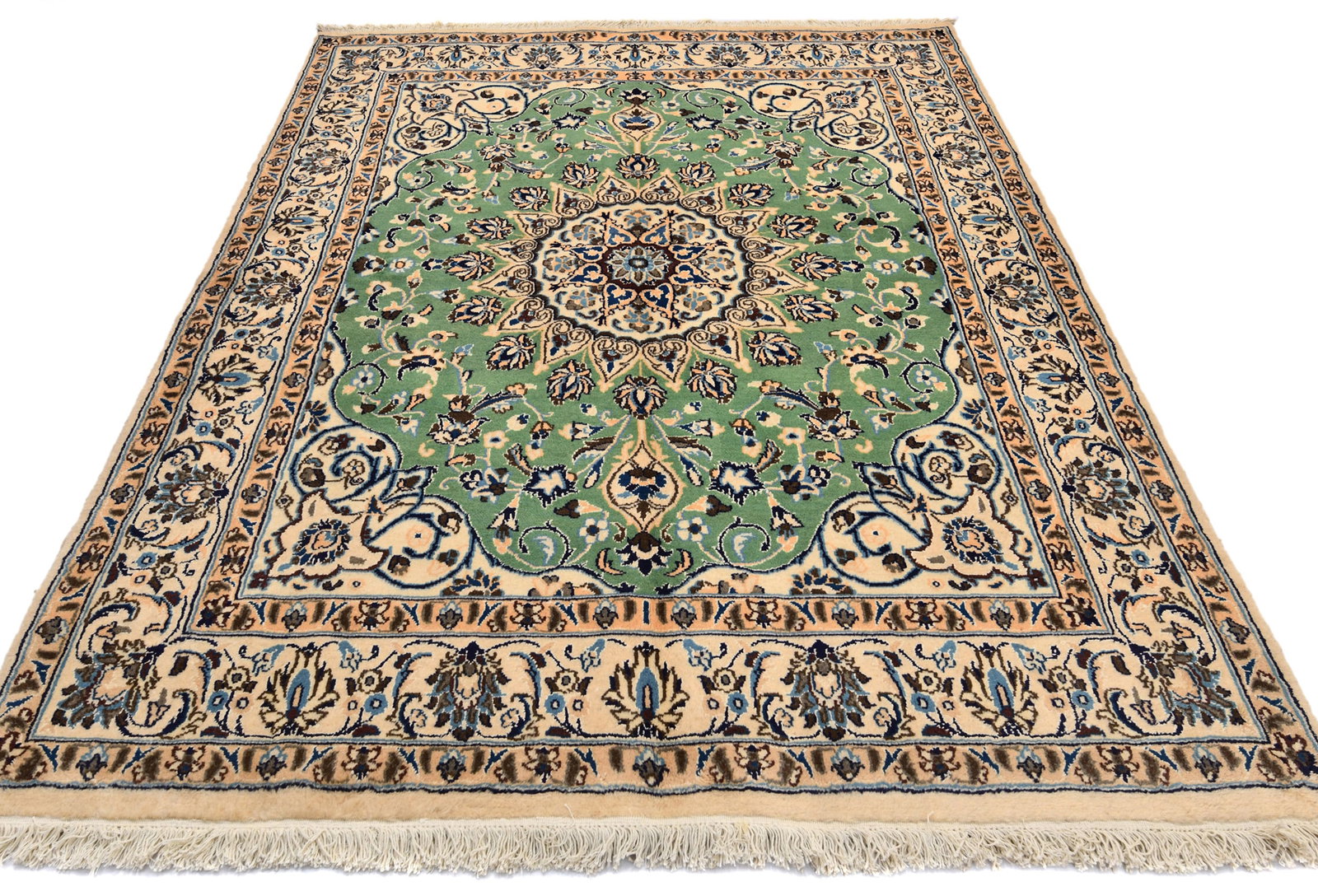 Vintage Floral Classic Green 5X7 Nain Persian Rug - 10