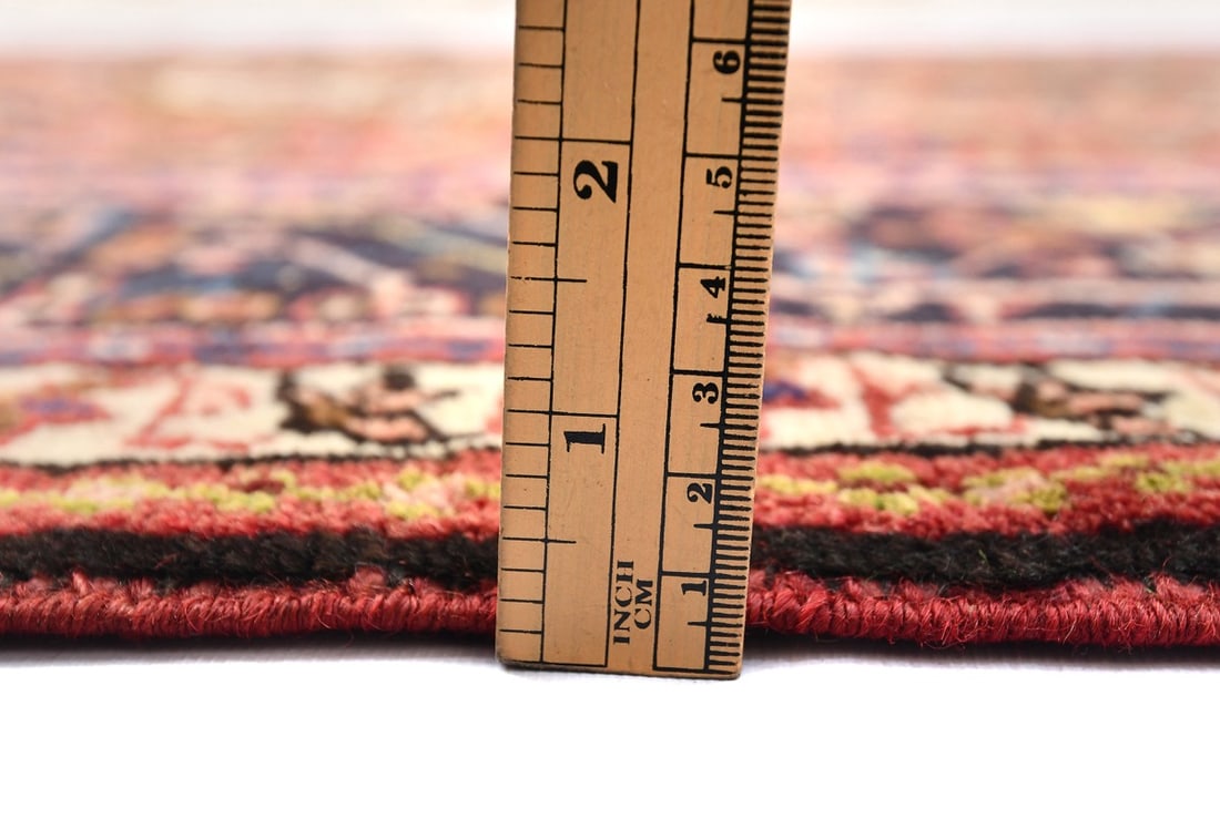 Vintage Red Geometric 5X13 Karajeh Persian Runner Rug - 11